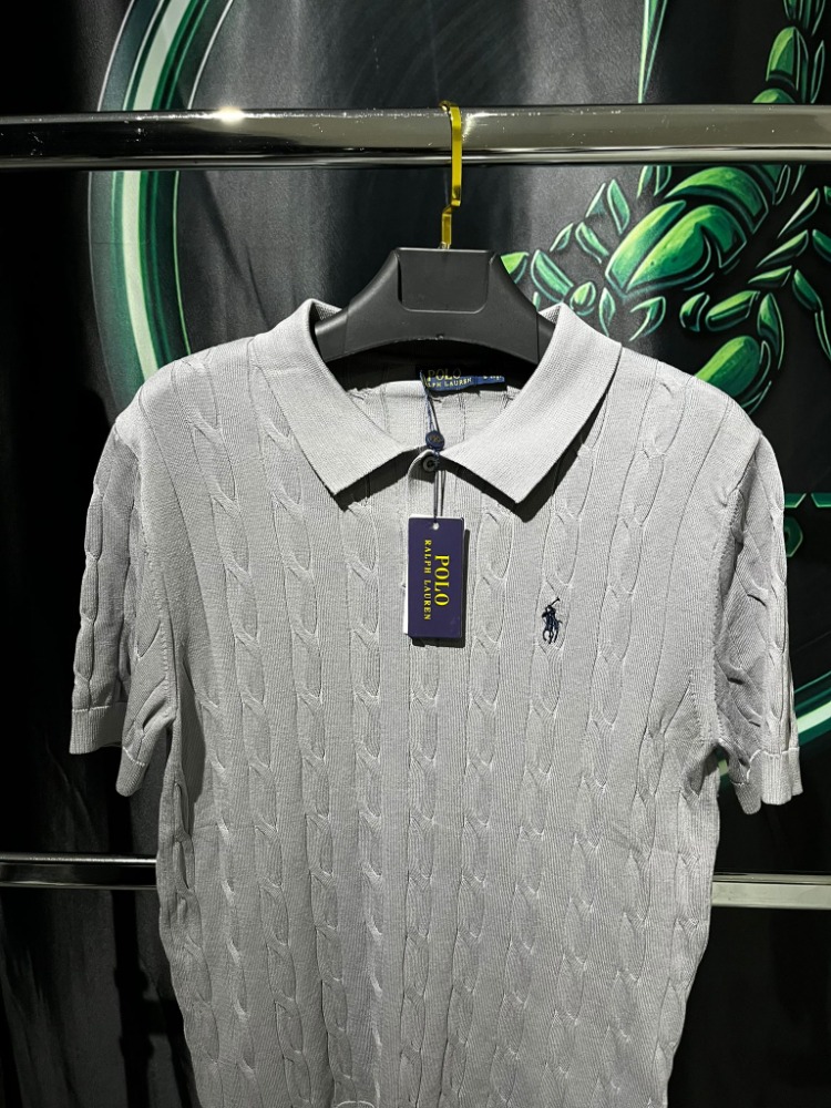 Polo Ralph Lauren Gri Premium Saç Örgü Polo Yaka Tshirt