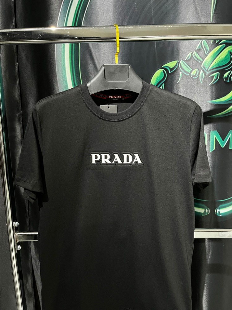 Prada Siyah Premium Bisiklet Yaka Tshirt