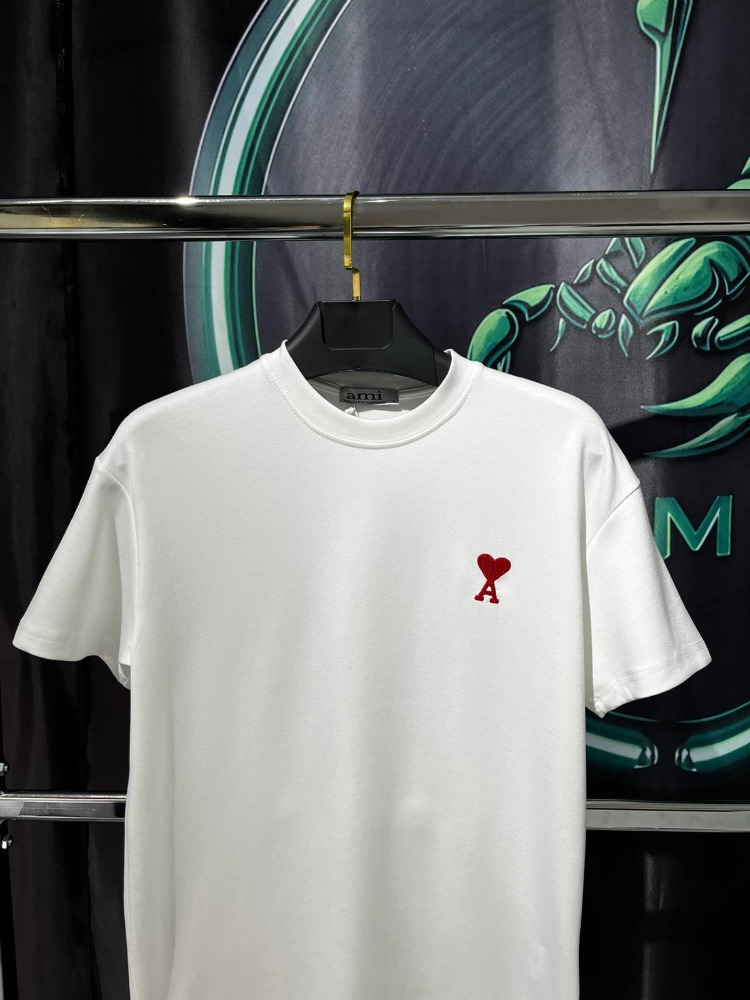 Ami Paris Beyaz Premium Bisiklet Yaka Tshirt