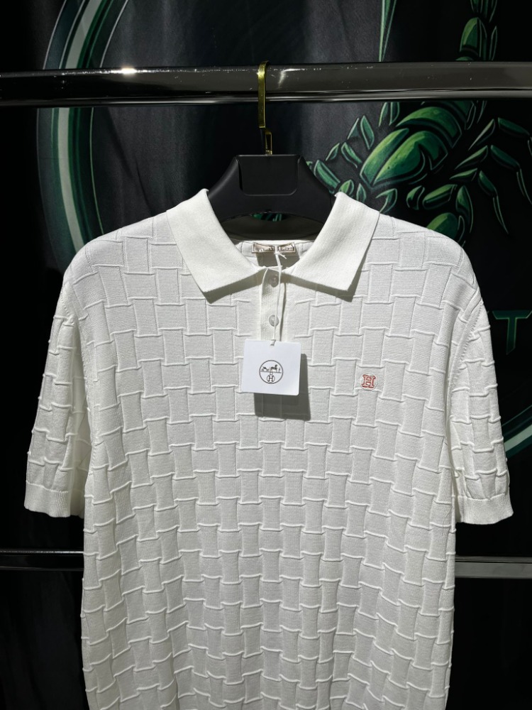 Hermes Beyaz İthal Premium Dokulu Polo Yaka Tshirt