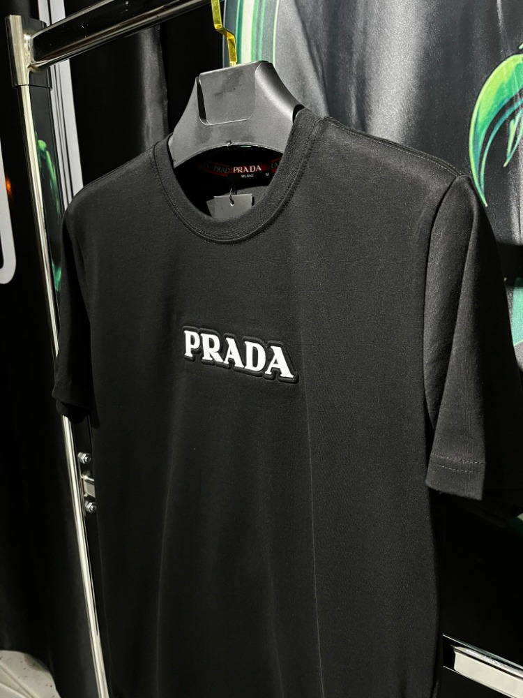 Prada Siyah Premium Bisiklet Yaka Tshirt