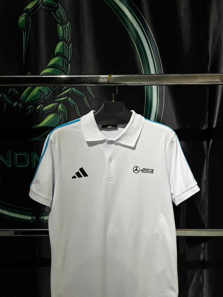 Adidas x Mercedes-AMG Petronas Beyaz Premium Polo Yaka Tshirt