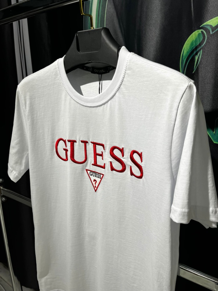 Guess Beyaz Premium Bisiklet Yaka Tshirt
