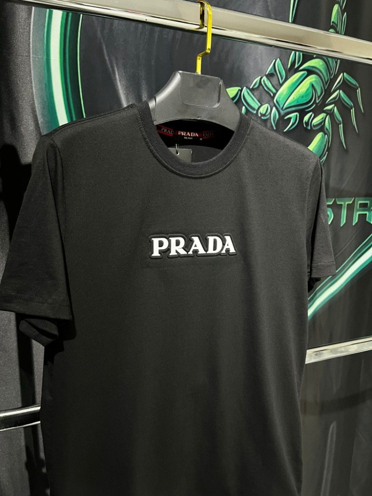 Prada Siyah Premium Bisiklet Yaka Tshirt