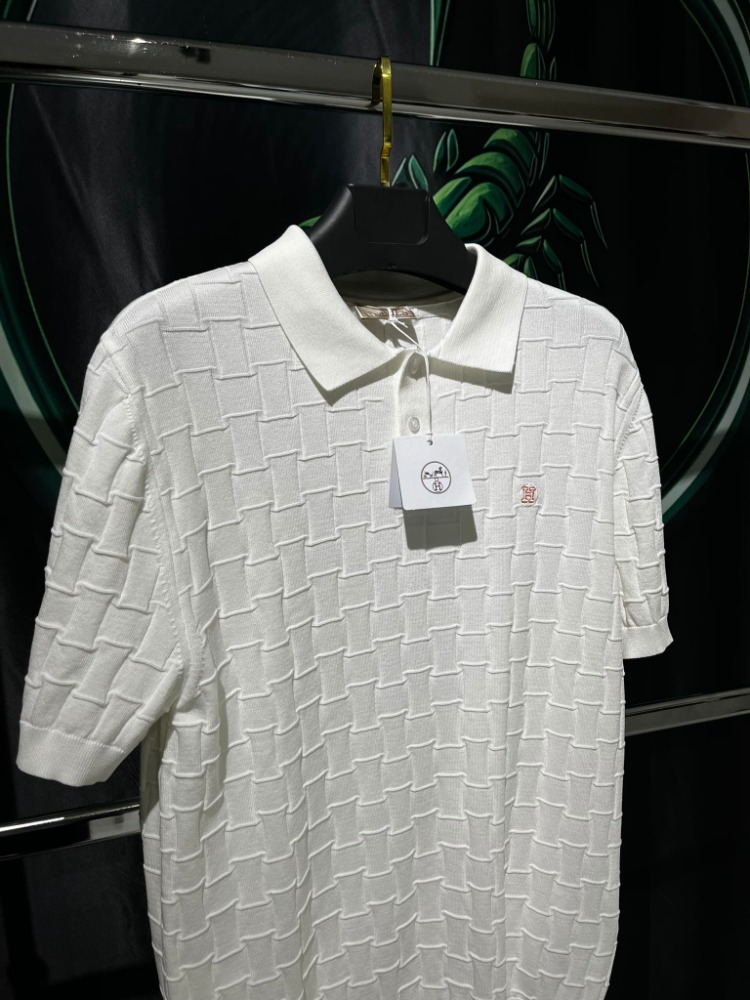 Hermes Beyaz İthal Premium Dokulu Polo Yaka Tshirt