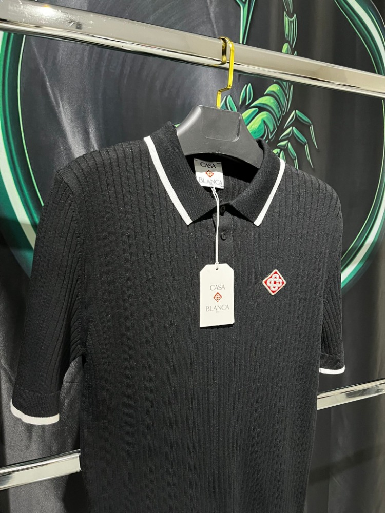 Casablanca Siyah İthal Premium Fitilli Polo Yaka Tshirt