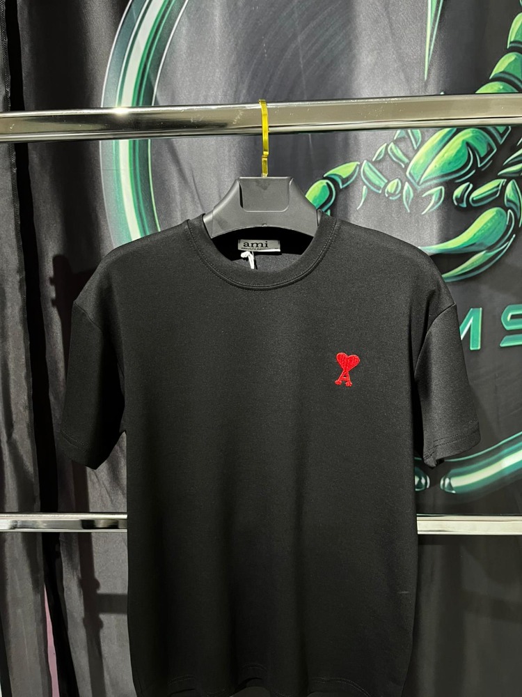 Ami Paris Siyah Premium Bisiklet Yaka Tshirt
