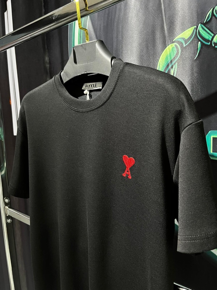 Ami Paris Siyah Premium Bisiklet Yaka Tshirt