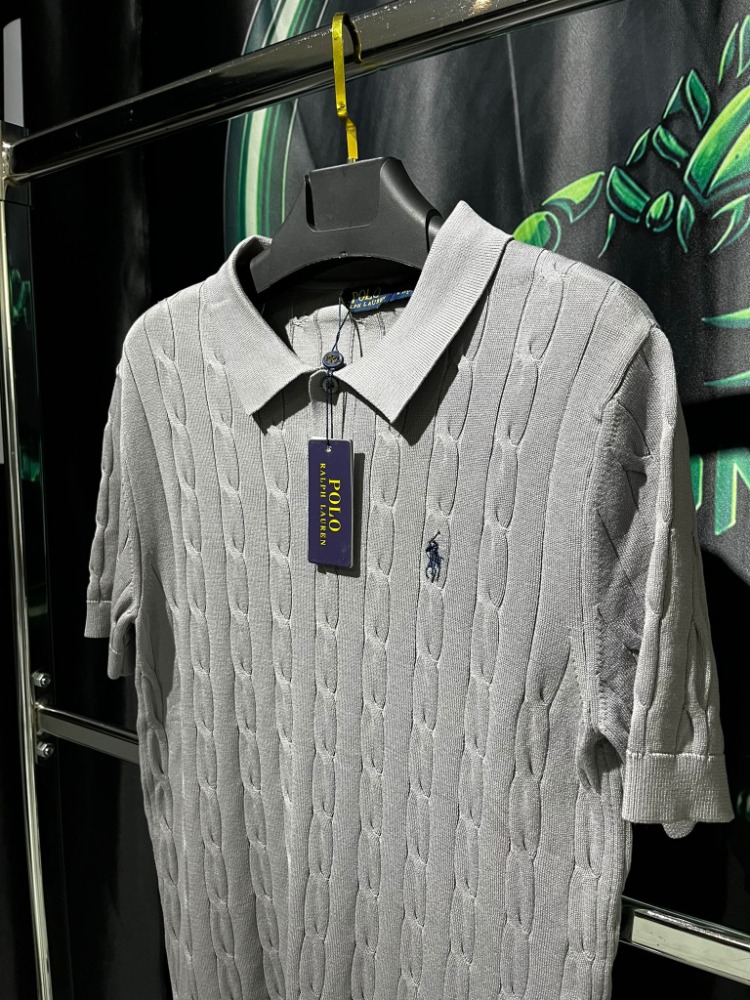 Polo Ralph Lauren Gri Premium Saç Örgü Polo Yaka Tshirt