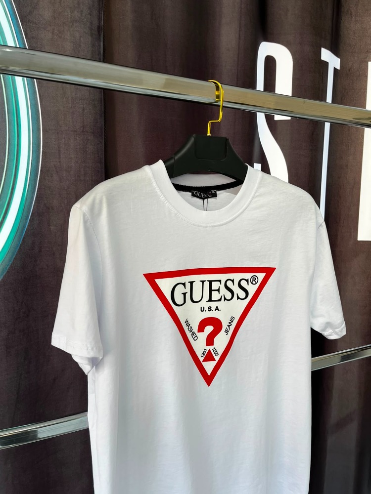 Guess Beyaz Premium Bisiklet Yaka T-Shirt