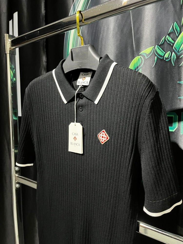 Casablanca Siyah İthal Premium Fitilli Polo Yaka Tshirt