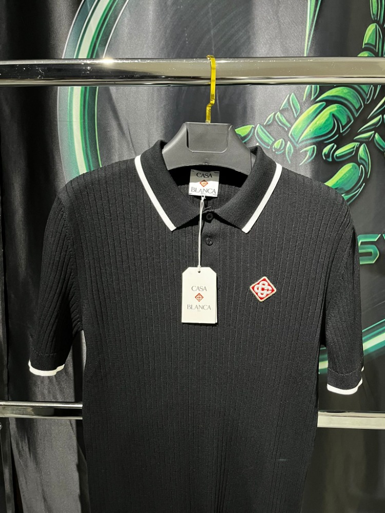 Casablanca Siyah İthal Premium Fitilli Polo Yaka Tshirt