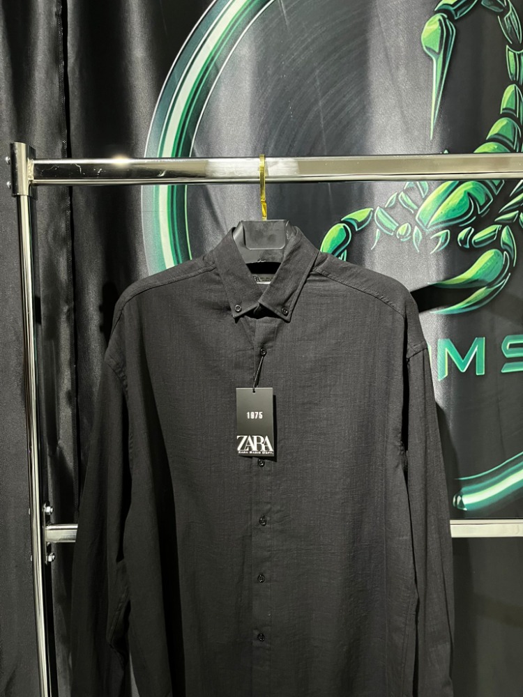 Zara Siyah Premium Keten Gömlek