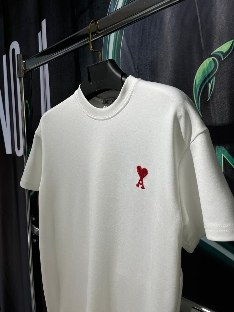 Ami Paris Beyaz Premium Bisiklet Yaka Tshirt