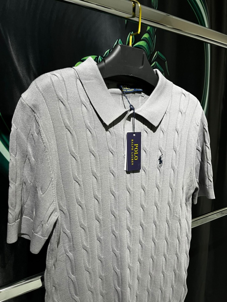Polo Ralph Lauren Gri Premium Saç Örgü Polo Yaka Tshirt