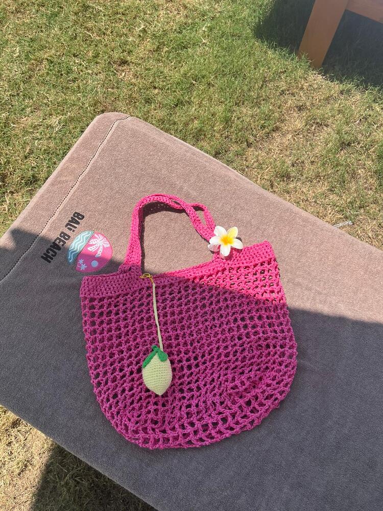 Pembe plaj çantası