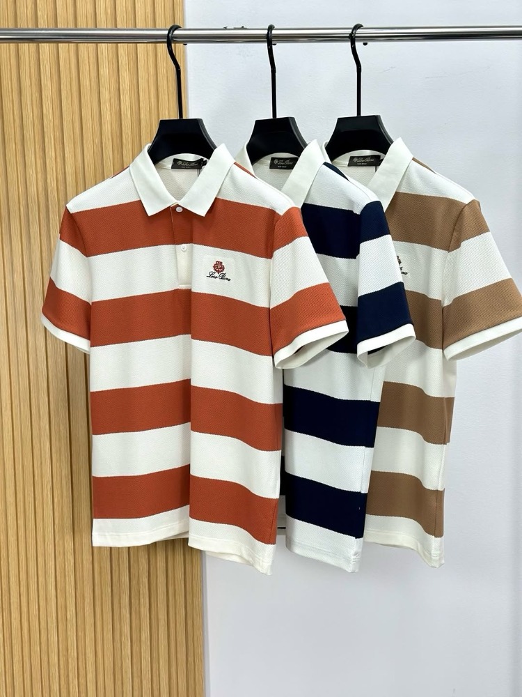 Loro Piana Striped Cotton Knit Polo