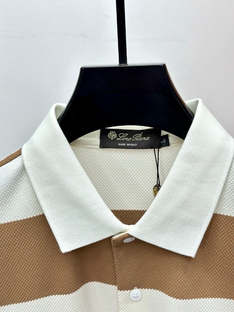 Loro Piana Striped Cotton Knit Polo