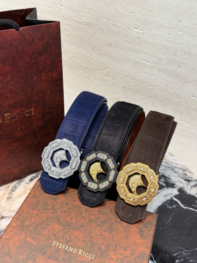 Stefano Ricci Eagle Buckle Crocodile Belt