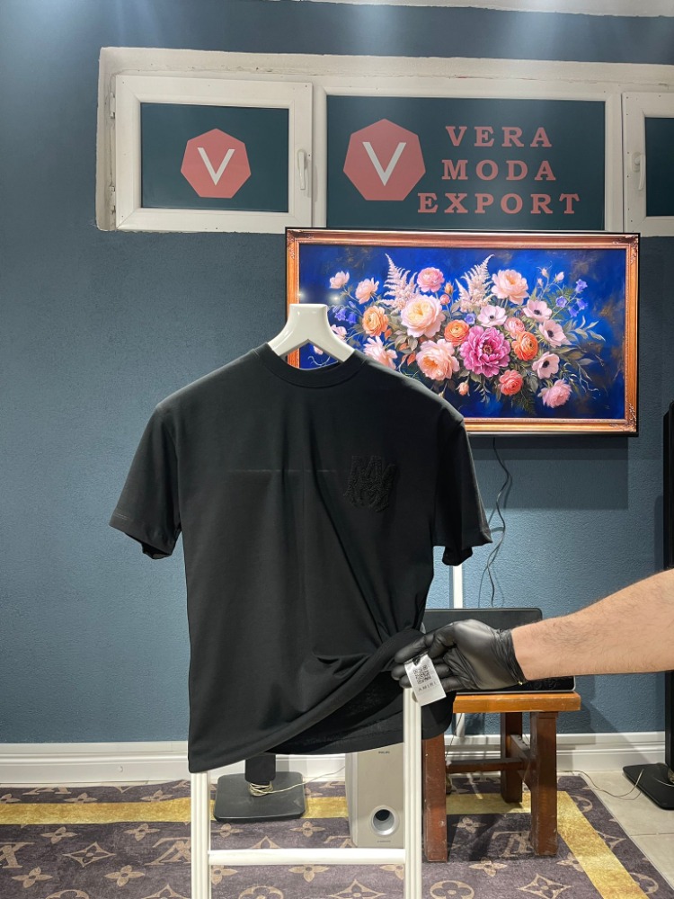 Amiri Siyah nakış detaylı Tshirt