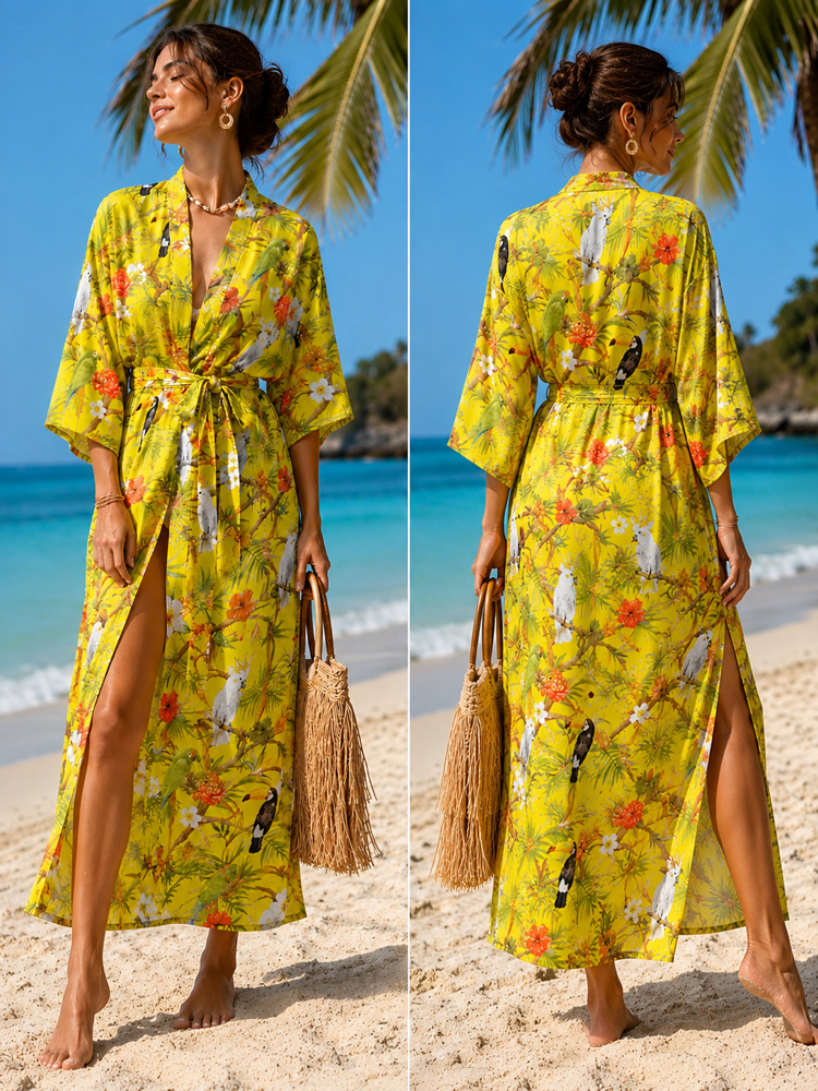 Sunbird Saf İpek Kimono