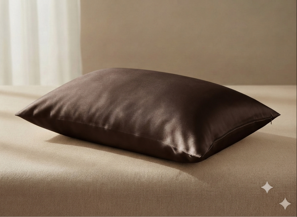%100 Mulberry İpek Yastık Kılıfı, Kahverengi