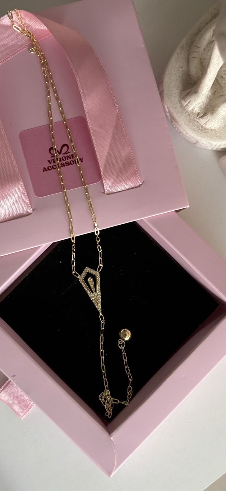 VIP Uzantılı Taşlı Gold Kolye