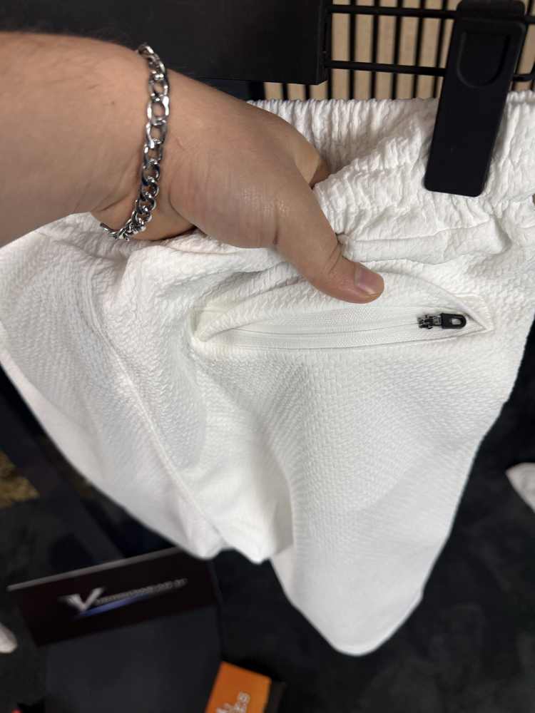 Lacoste Mesh Kumaş Şort Takım (beyaz)