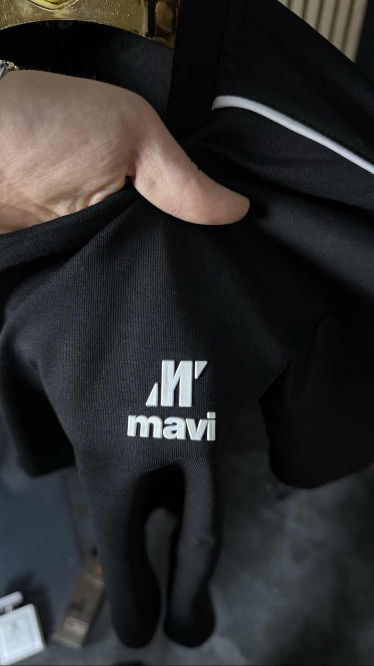 Mavi Oversize Silikon Baskı T-shirt (siyah)