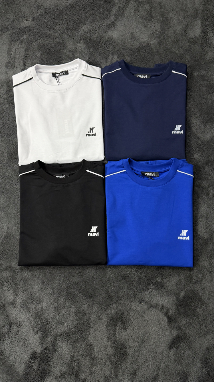 Mavi Oversize Silikon Baskı T-shirt (beyaz)