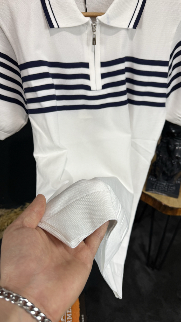 Triko Doku Polo Yaka T-shirt (beyaz)