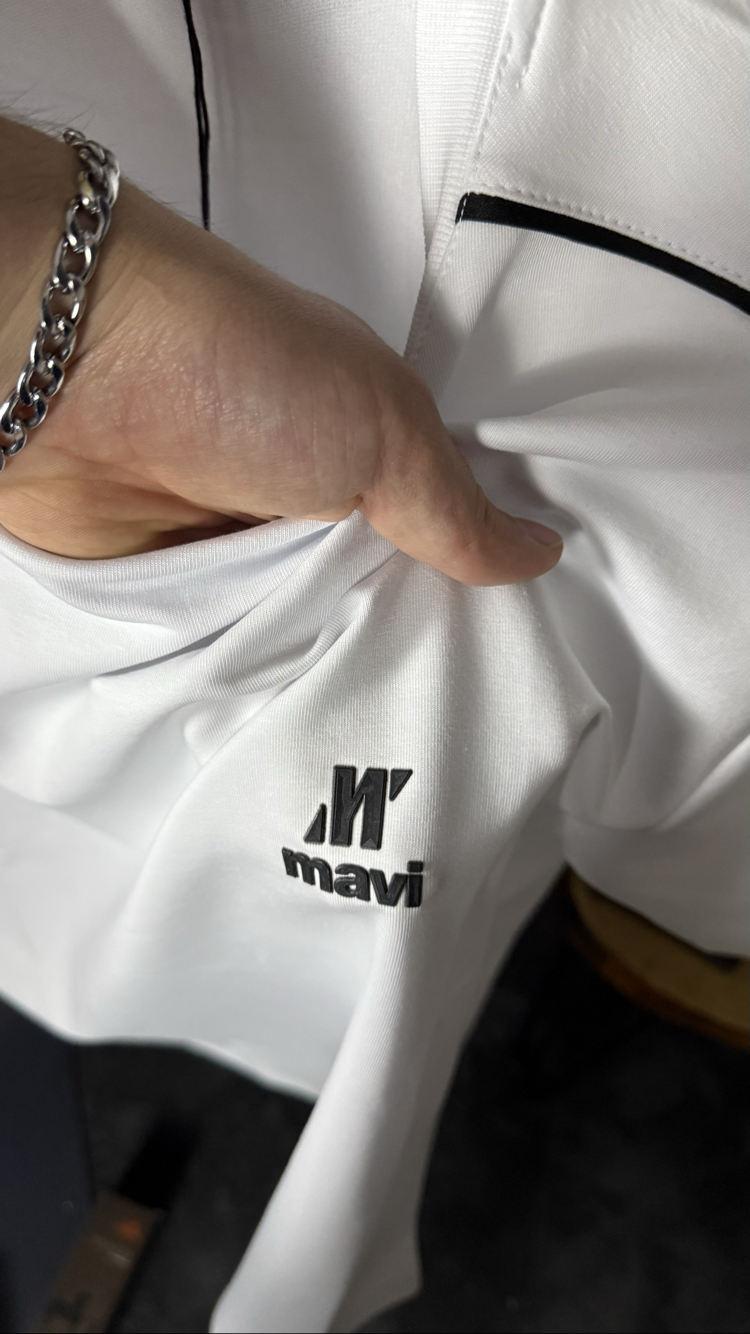 Mavi Oversize Silikon Baskı T-shirt (beyaz)