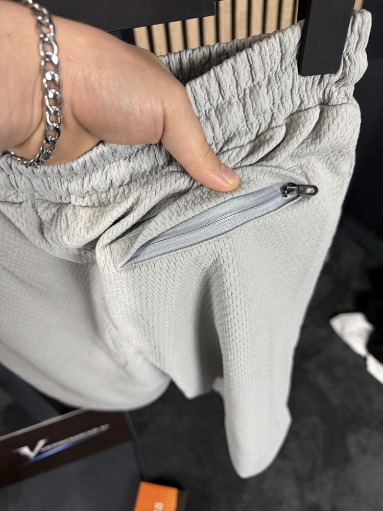 Lacoste Mesh Kumaş Şort Takım (açık gri)