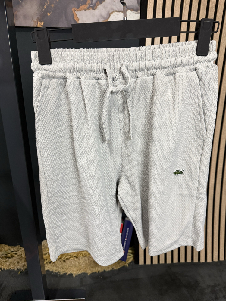 Lacoste Mesh Kumaş Şort Takım (açık gri)