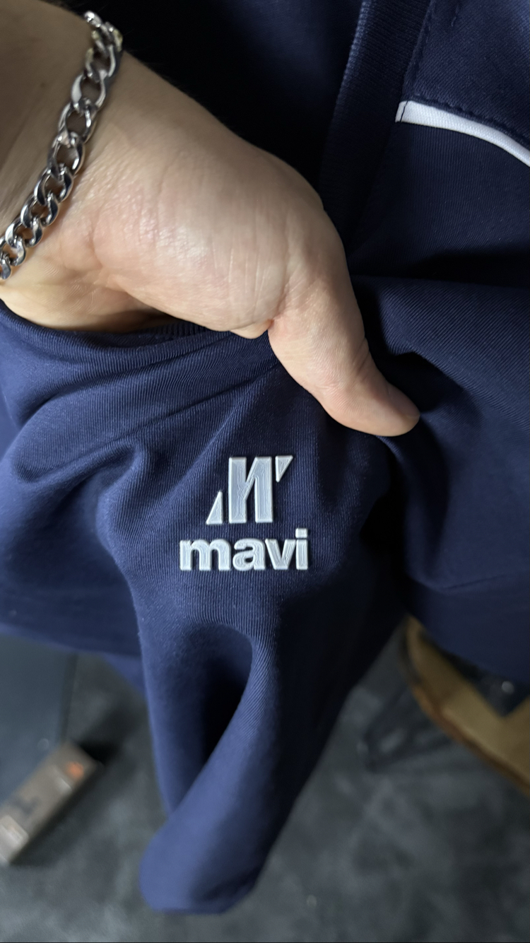 Mavi Oversize Silikon Baskı T-shirt (lacivert)
