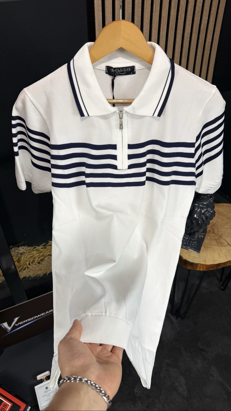 Triko Doku Polo Yaka T-shirt (beyaz)