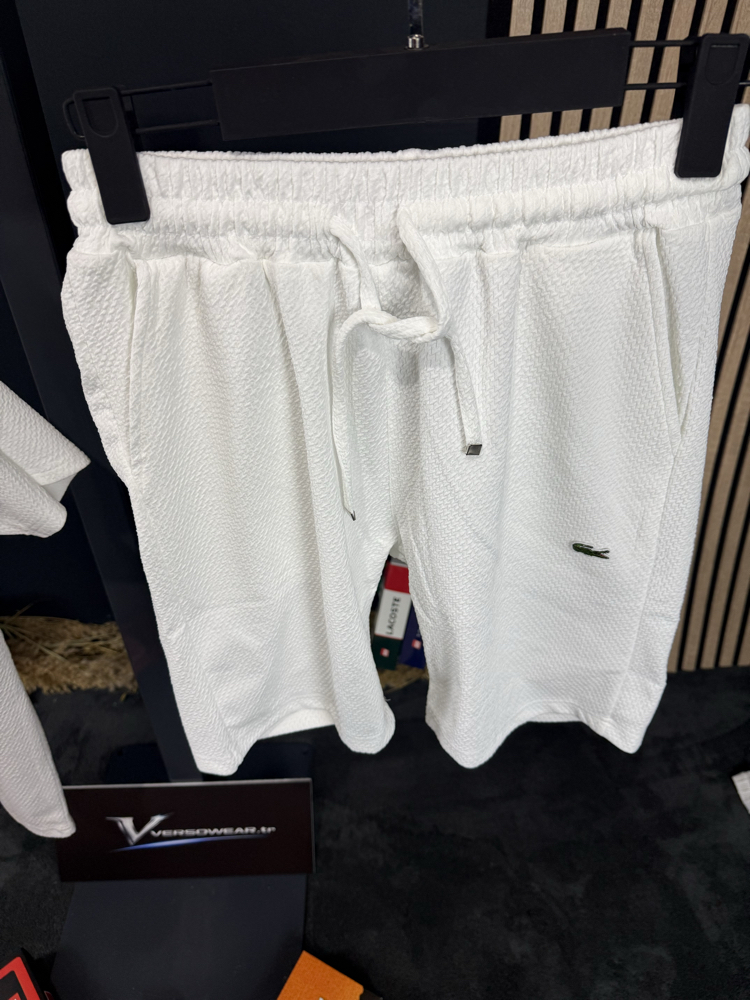 Lacoste Mesh Kumaş Şort Takım (beyaz)