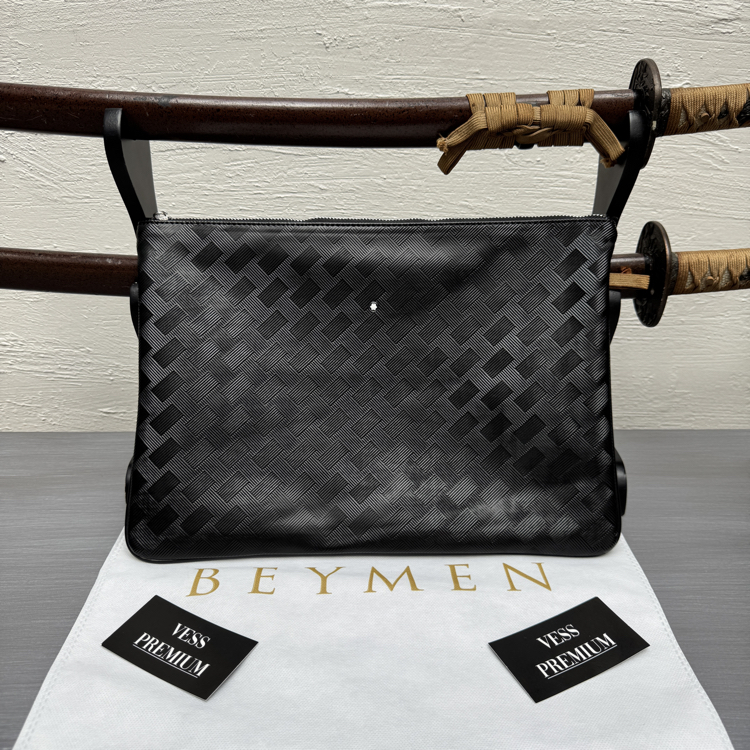 Mont Blanc Macbook Hand Bag - Textured Black