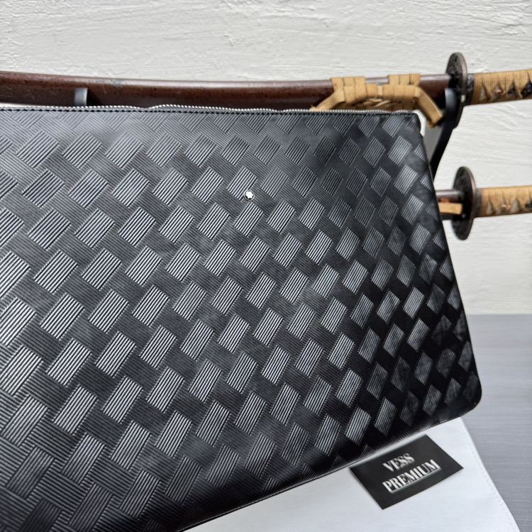 Mont Blanc Macbook Hand Bag - Textured Black