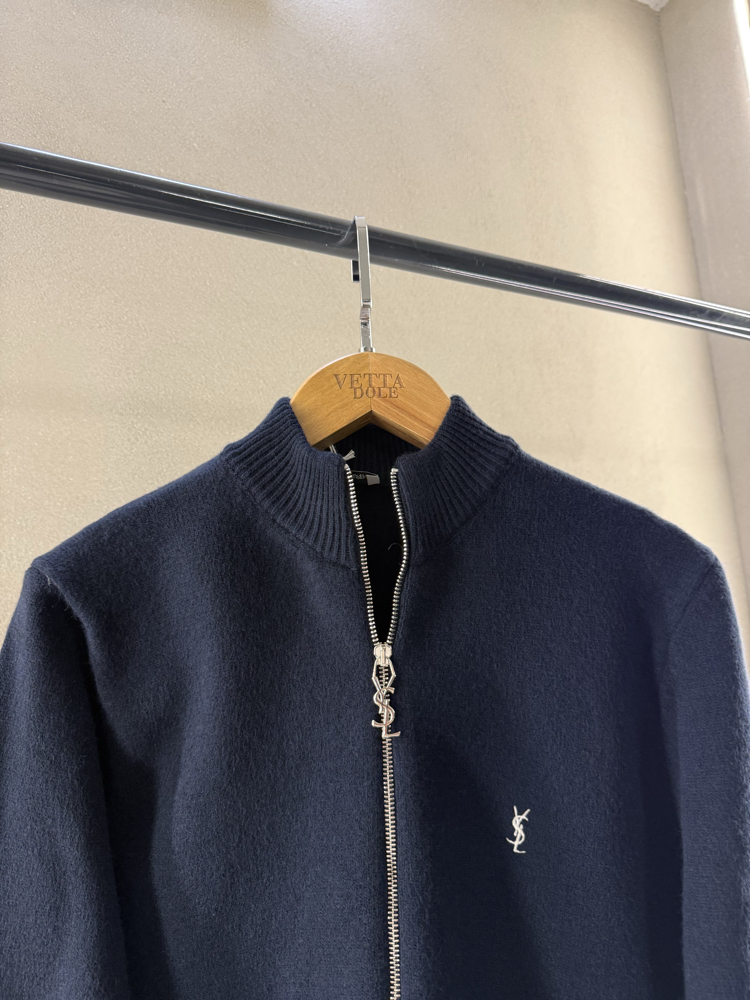 Saint Laurent Premium Zip Kaşmir Lacivert