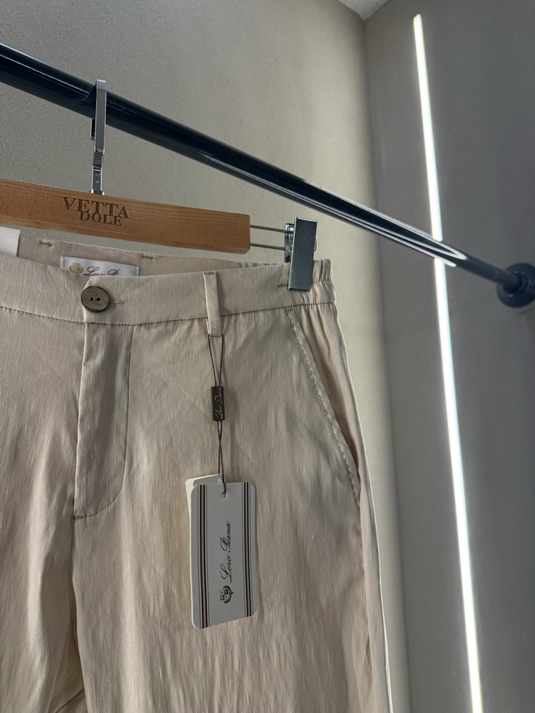 Loro Piana Premium Keten Pantolon Bej