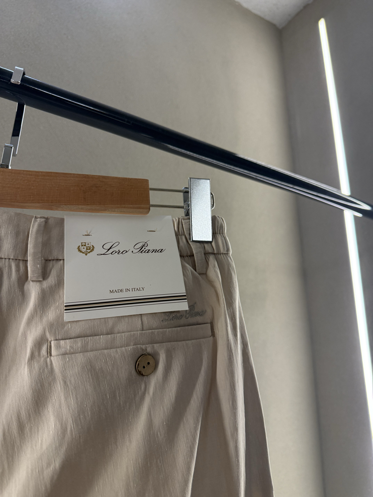 Loro Piana Premium Keten Pantolon Bej