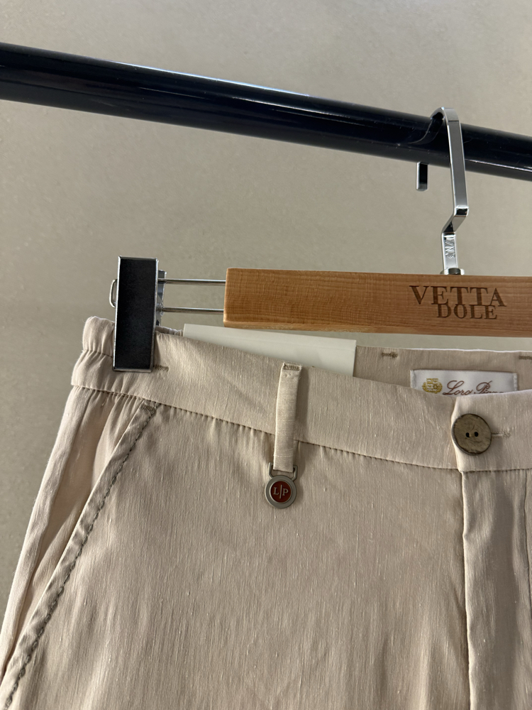 Loro Piana Premium Keten Pantolon Bej