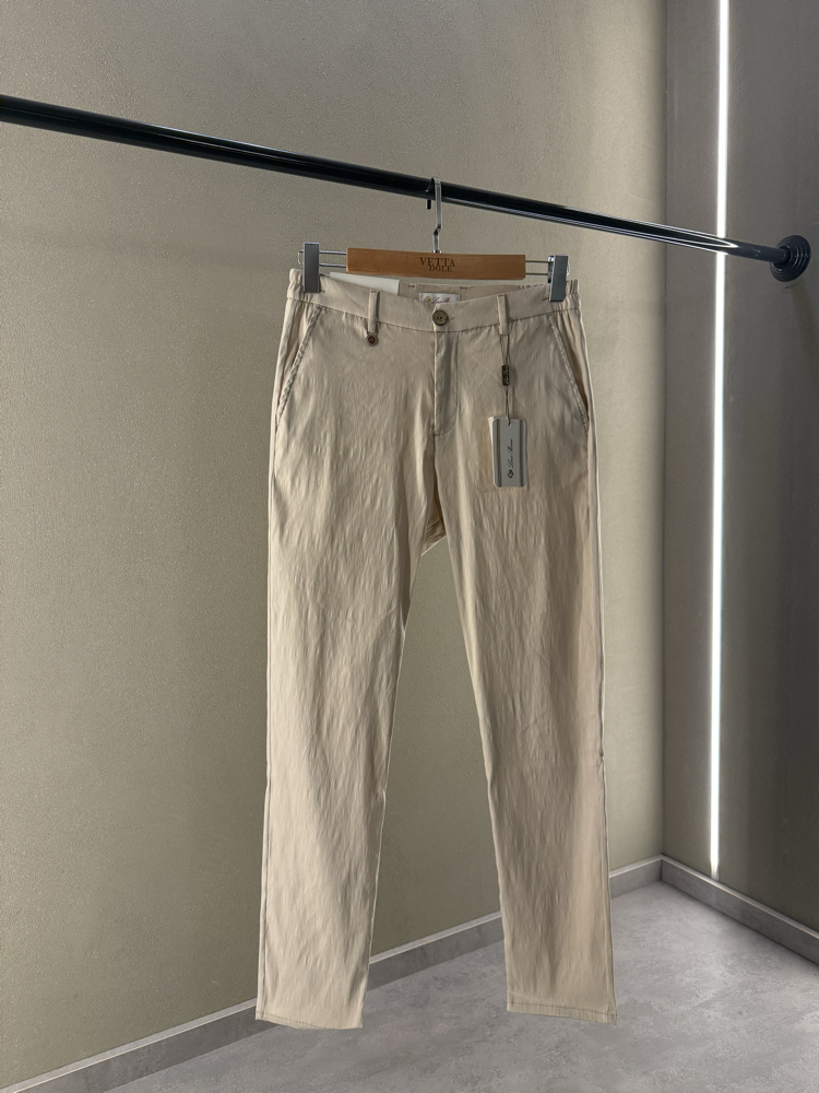 Loro Piana Premium Keten Pantolon Bej