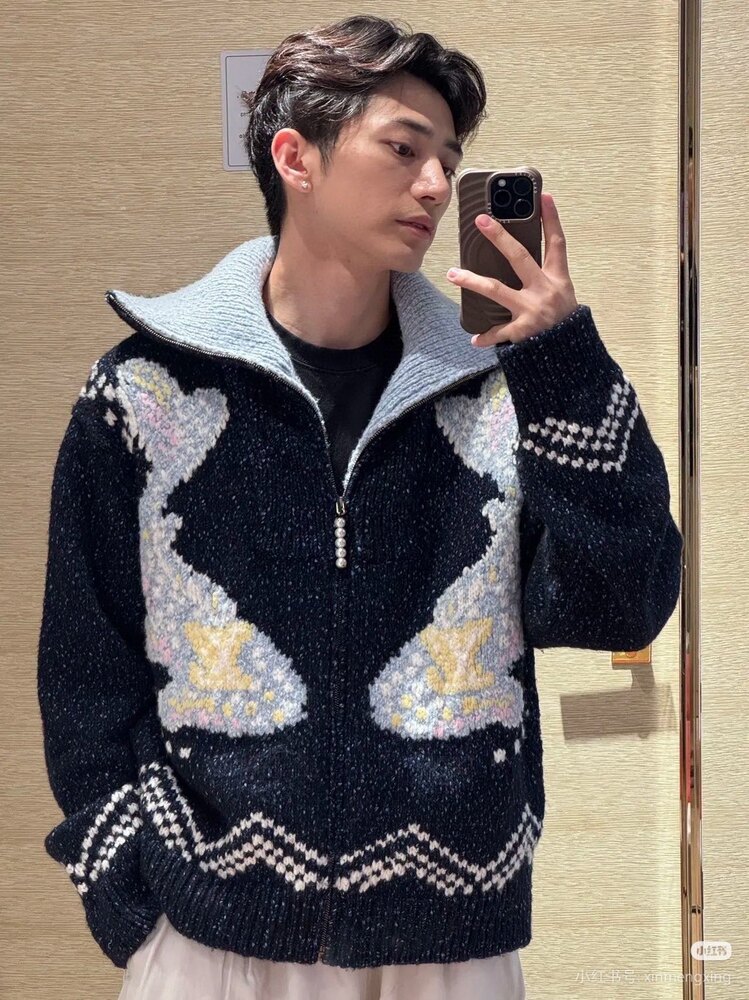 Louis Vuitton patchwork örme ceket kazak