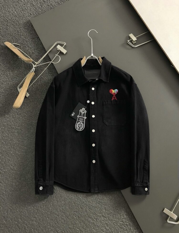 Düğmeli logo nakış detaylı denim ceket