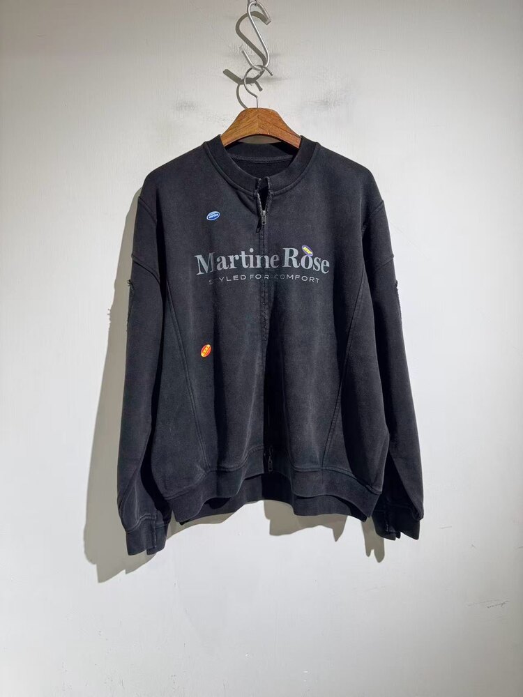 Çift fermuarlı yıkamalı ve eskitme sweatshirt ceket