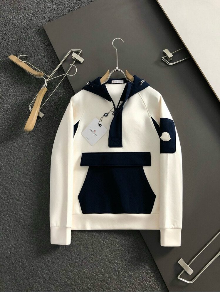 Yarım fermuarlı kapüşonlu cepli sweatshirt 
