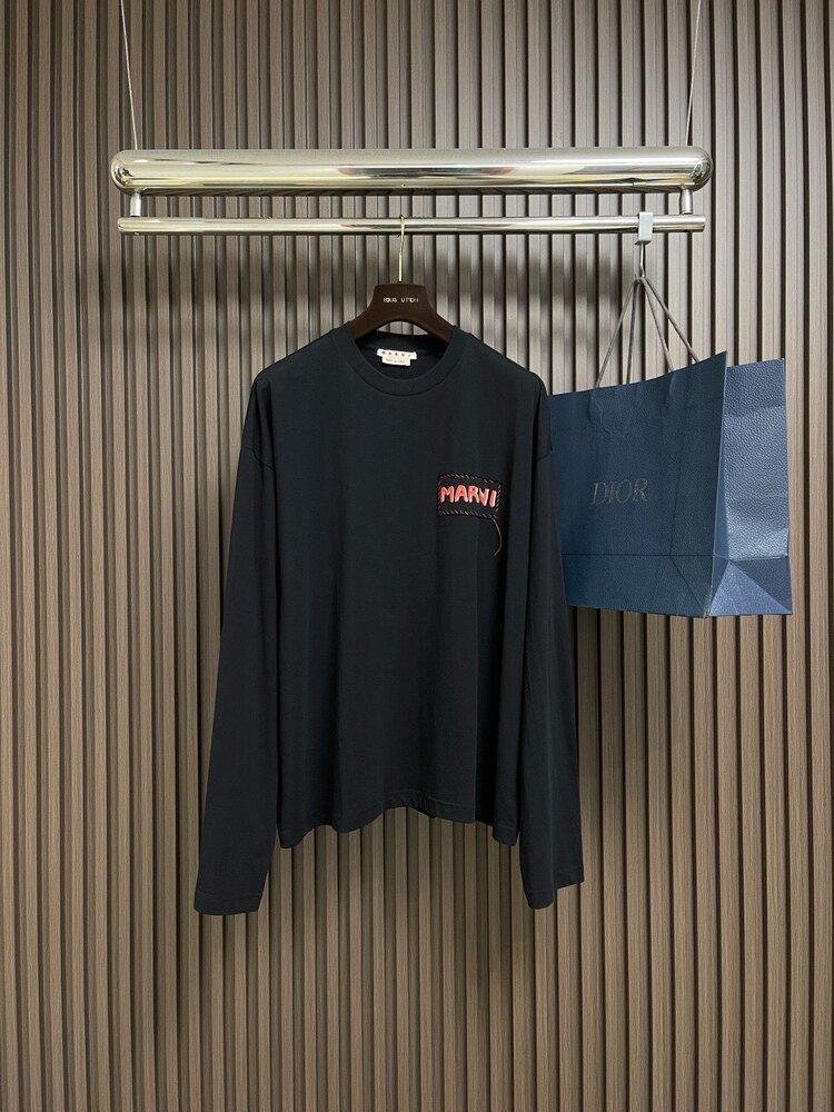 Logo detaylı uzun kollu penye tshirt