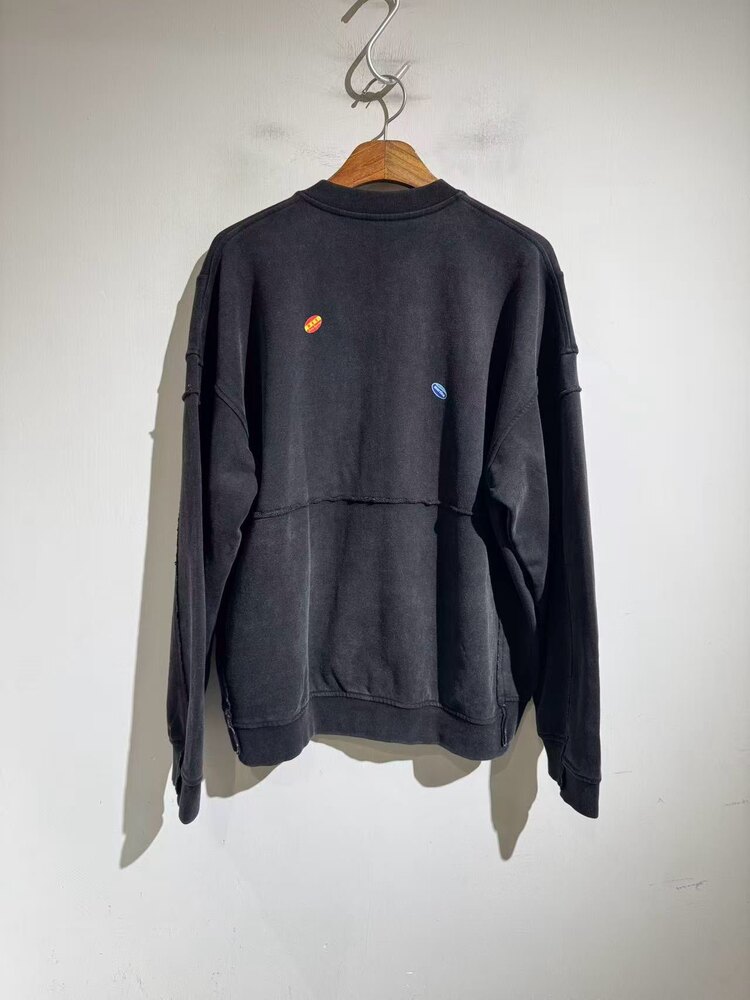 Çift fermuarlı yıkamalı ve eskitme sweatshirt ceket